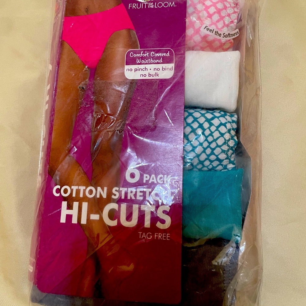 Fruit of Loom 6 pack of Hi-Cut  Panties .